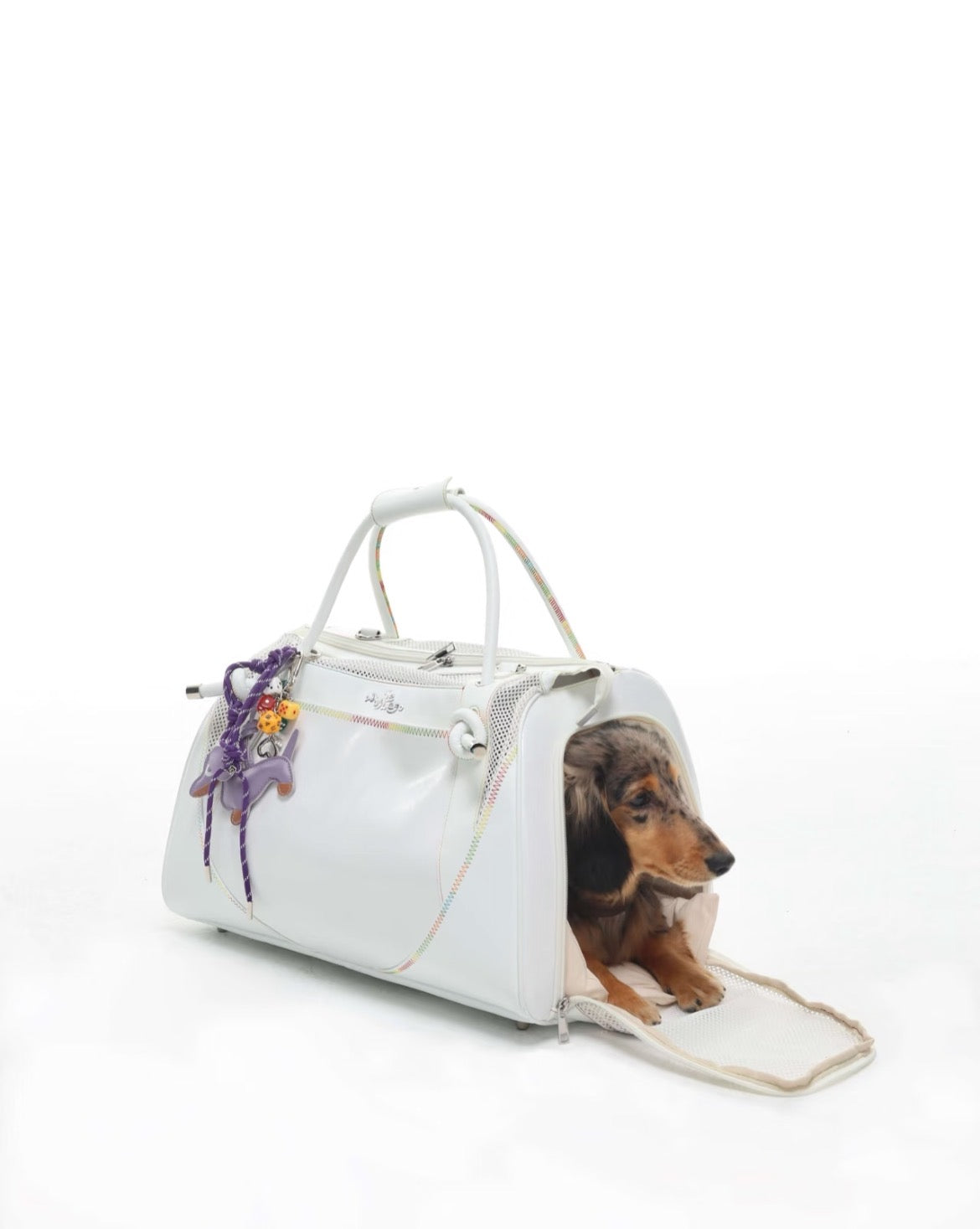 PawsCube Luxury Vegan Leather Pet Carrier – Removable Orthopedic Pad, Adjustable Straps & PVC Support